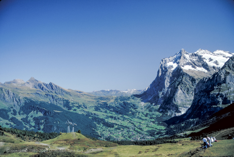 View of Grindelwald Valley from west side along trail from Kleine Scheidegg to Mannlichen